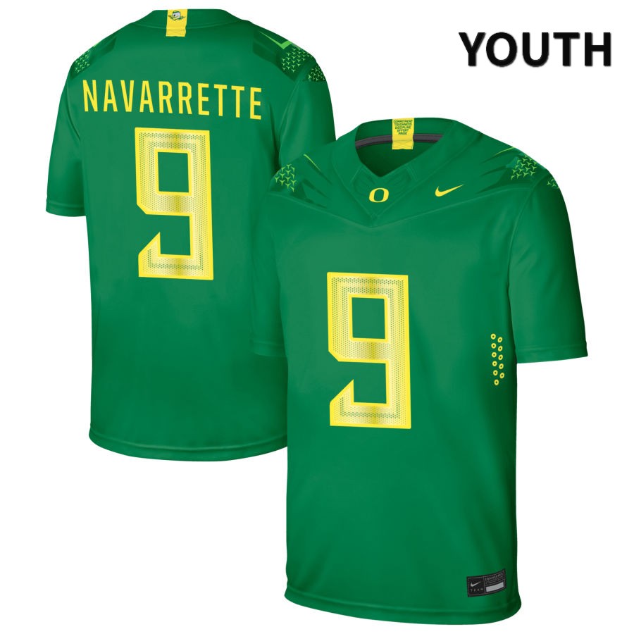 Oregon Ducks Youth #9 Jaden Navarrette Football College Authentic Green NIL 2022 Nike Jersey UJE24O7R